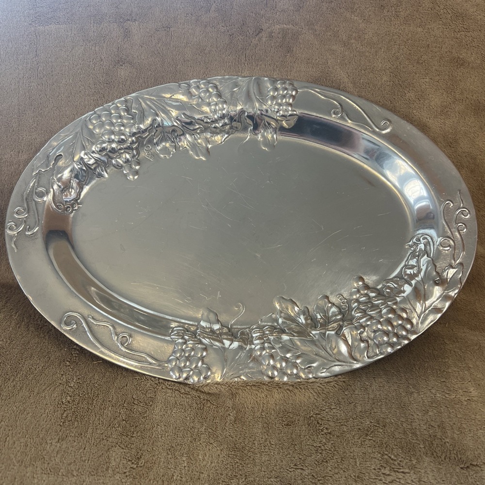 WILTON Armetale Grapes‎ Oval Pewter Serving Platter 15.5" x 11" #353764